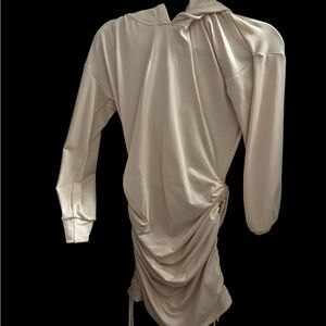 Elegant Cream Ruched Dress